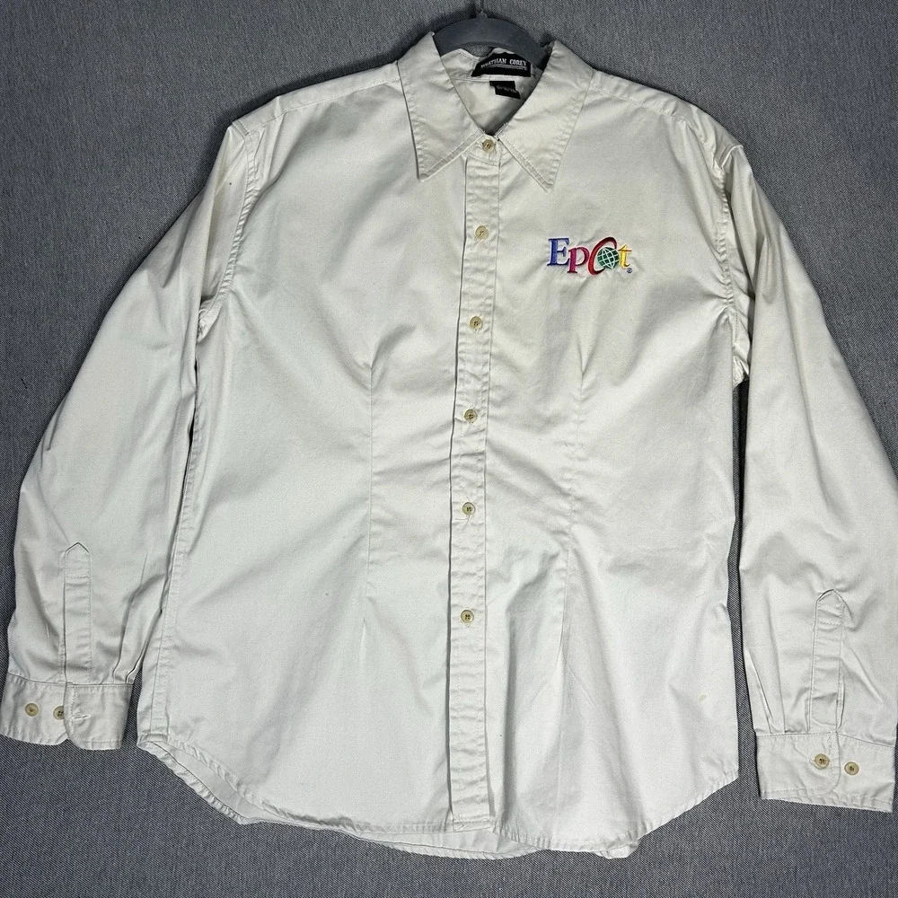 Epcot Disney Cast Member Uniform Shirt Large Vintage Jonathan Corey Workwear - Picture 2 of 10